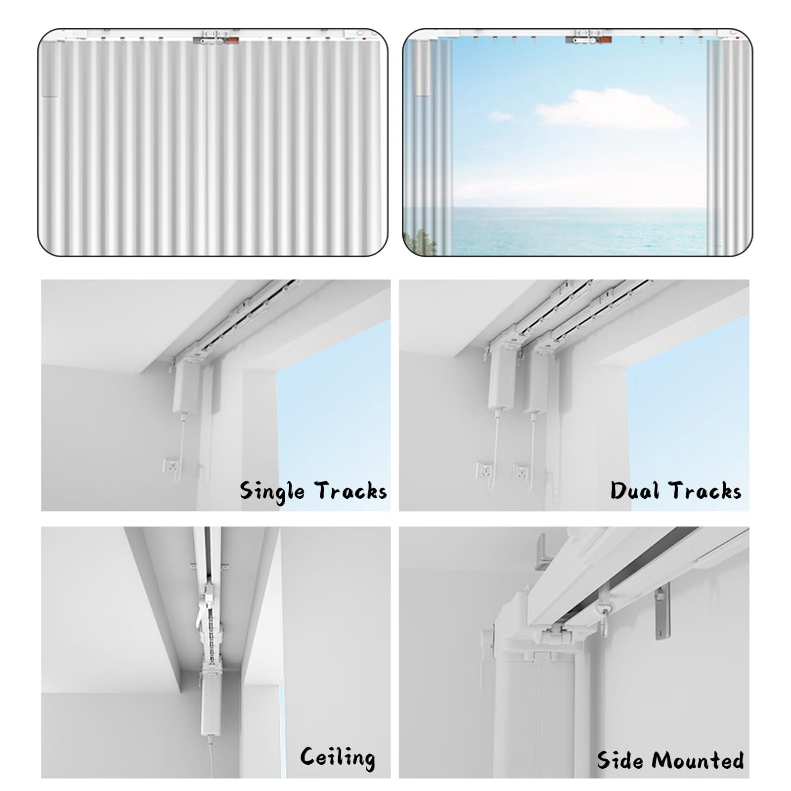 ACMEART Binario Da Soffitto Per Tende: Estensibile 85-158 Cm, Con Rulli Silenziosi E Ganci, Per Divisorio O Doccia - 3