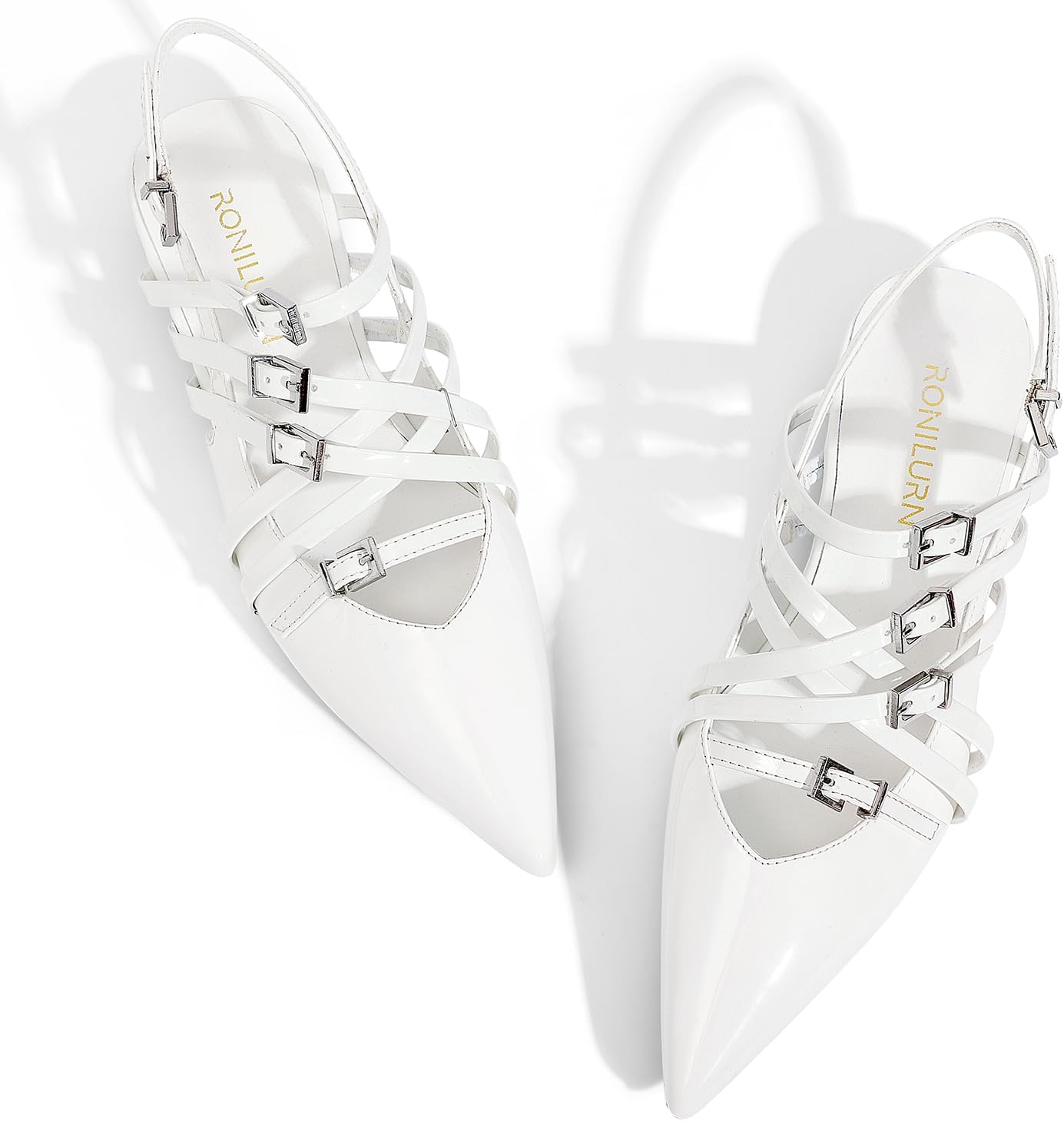 Women's Flats Ballet Ballerina Pointed Toe Slingback Flats with Strap Low Heel Fashion Buckle Dress Work Casual Shoes for Women - Image 5