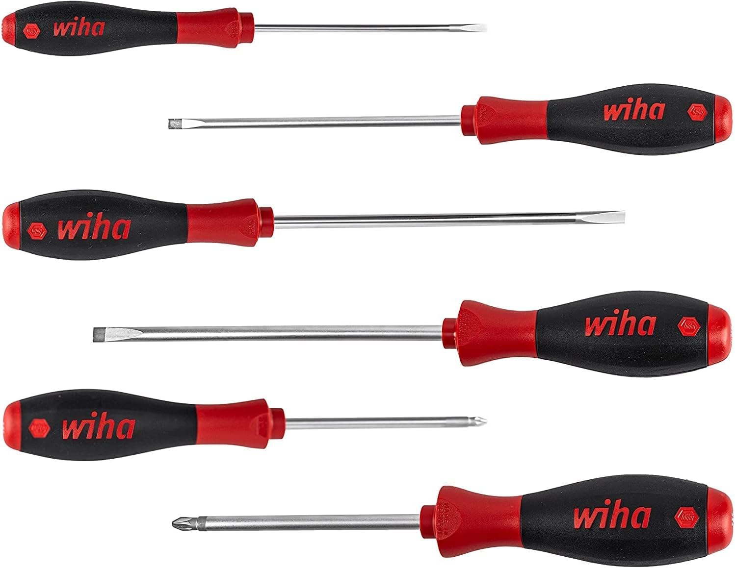 Wiha302ZK6SO SoftFinish Flat Head/Pozidriv Screwdriver Set, 6 Piece