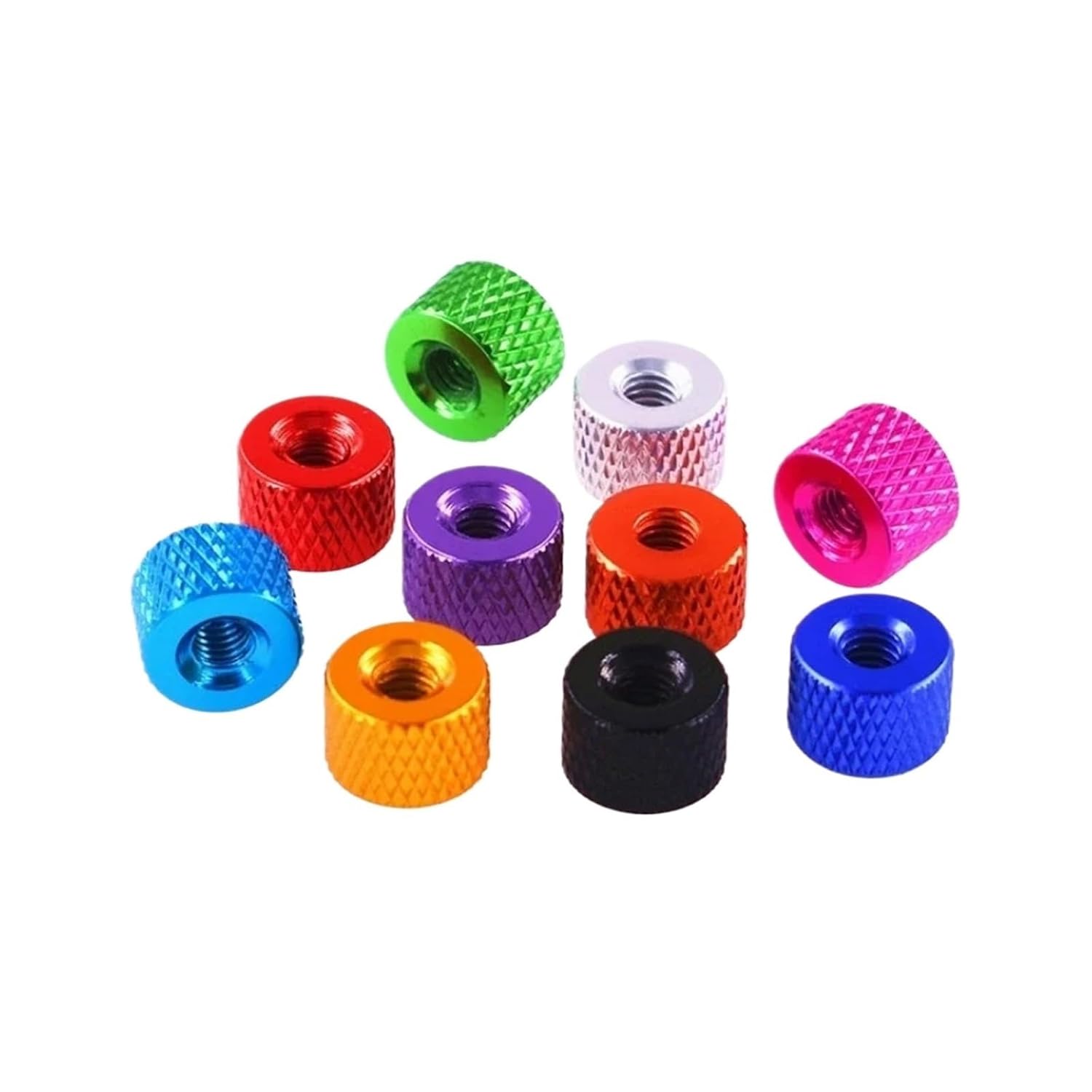 2/5/10pcs UNC 6#-32 Anodized Aluminum Alloy Knurled Thumb Nut Hand Tighten Nut Colourful Through Hole Nuts(Orange,6-32(5pcs))