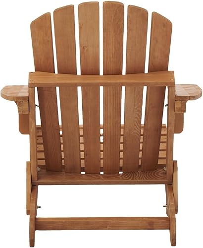 Miniatura 6 de Silla Adirondack plegable clásica de madera de gran tamaño para jardín, patio y patio trasero, respaldo y asiento premontados, diseño resistente,