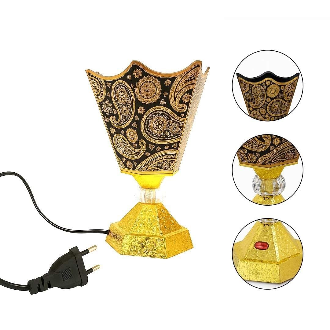 Quemador de Incienso eléctrico – Quemador Bakhoor de Metal Estilo árabe – Incensario de Mesa Tradicional para aromaterapia, Fragancia del hogar, Yoga, SPA y decoración de Oficina