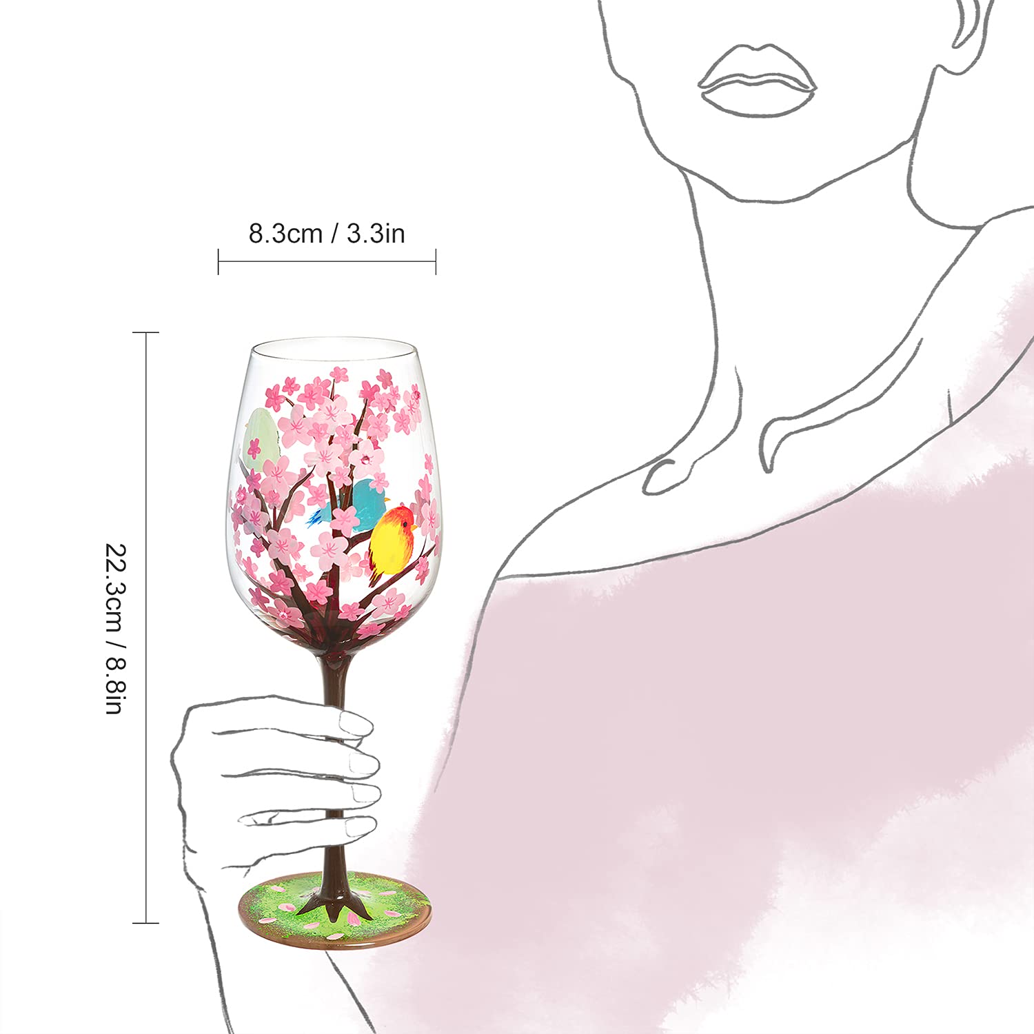 Nymphfable Handbeschilderd Lieveheersbeestje Wijnglas Gepersonaliseerde Wijnglas Geschenk Voor Vrouwen Met Geschenkdoos, 15oz