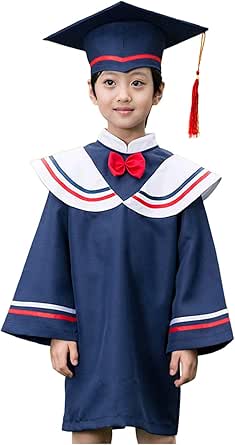 KAGAYD School Graduation Hat Gown Kindergarten Cap Gown Set Preschool Graduates Unisex Child 2025 (a-Blue, 2-3 Years