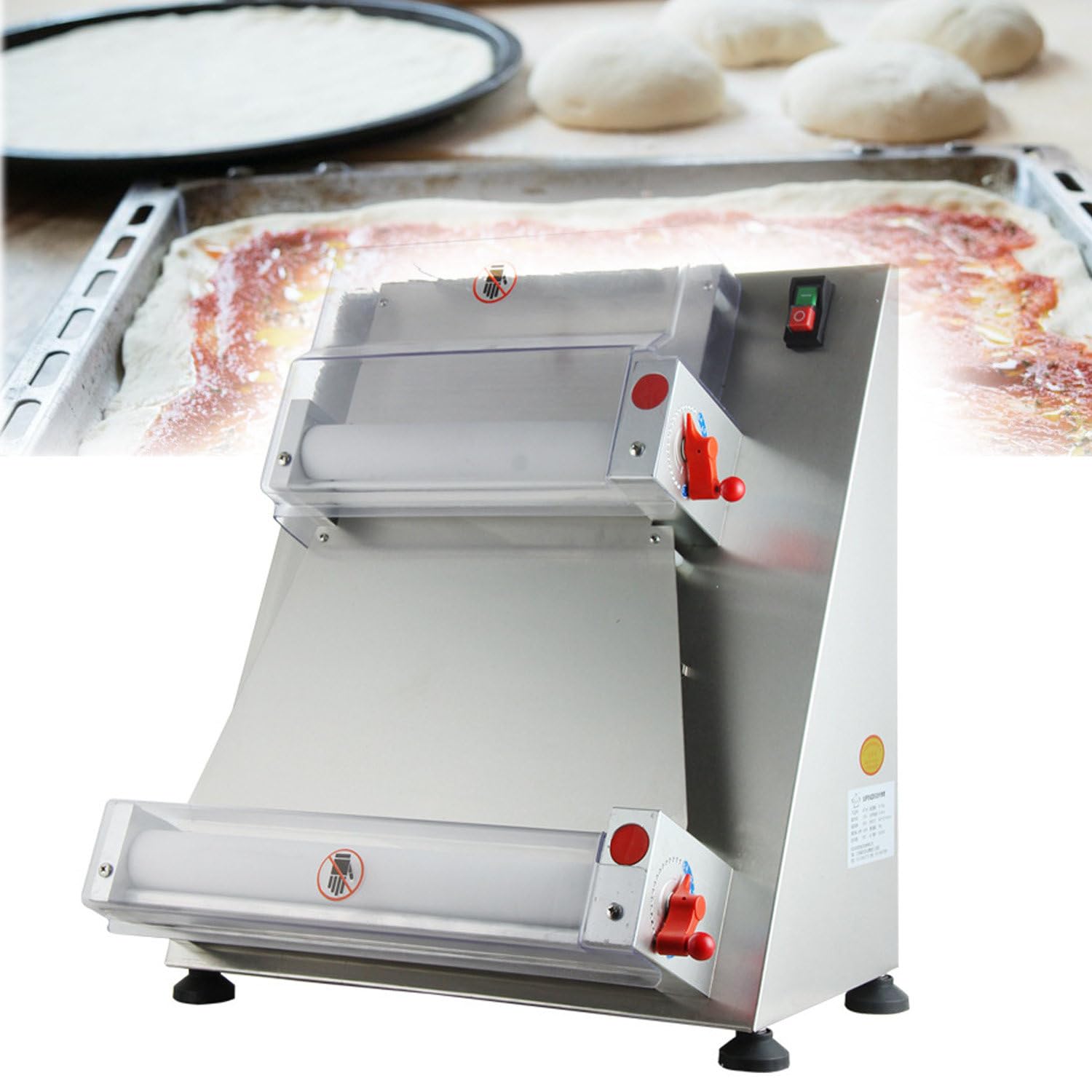 Sfogliatrice per Pasta Commerciale, Macchina elettrica per Pasta per Pizza da 30/40 cm, 600 W Automatica, per Pizza, Pane e Pasta, 40 cm