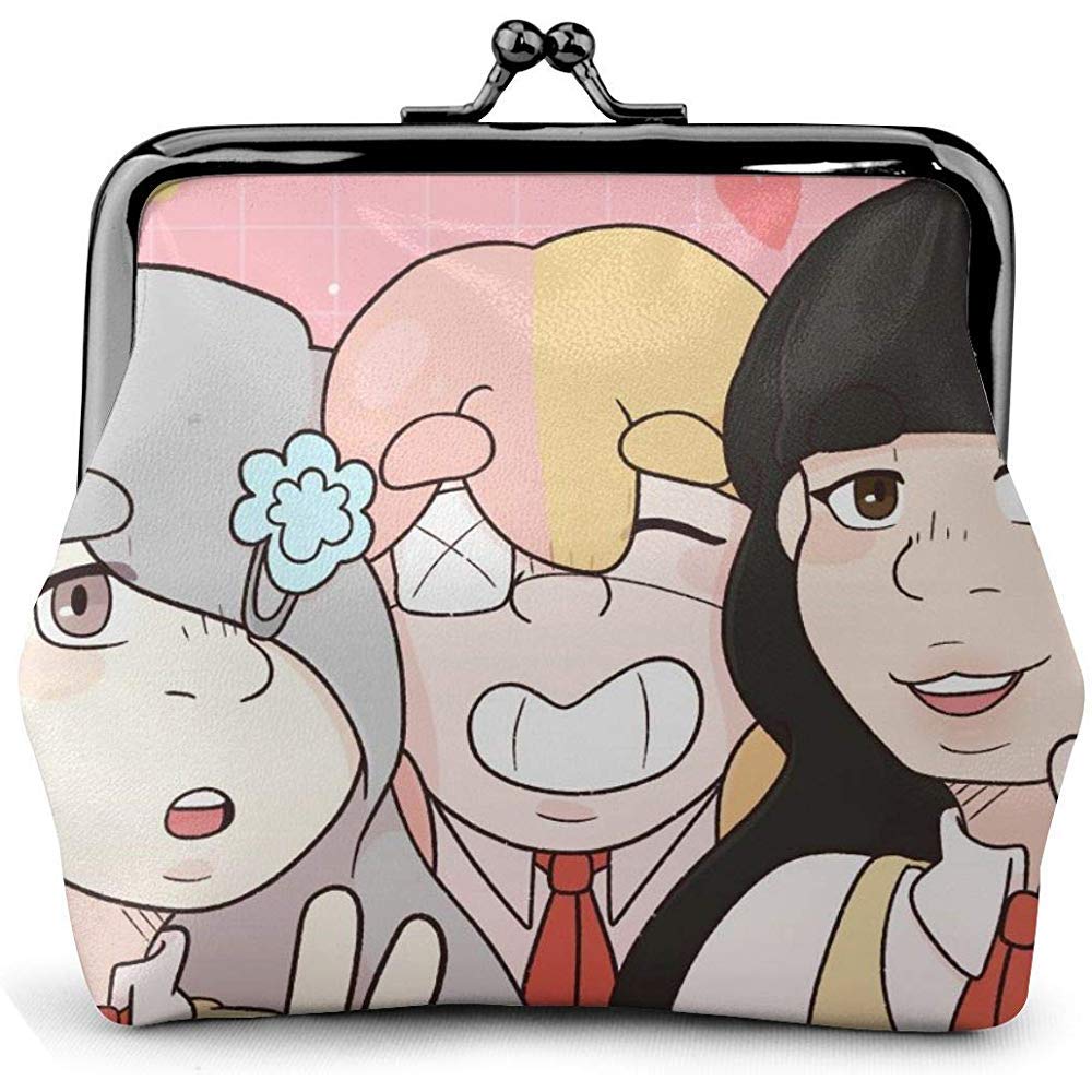 Pink Girl V Sign Victory Hand Peace Vintage Pouch Girl Kiss-Lock Change Purse Wallets Buckle Leather Coin Purses