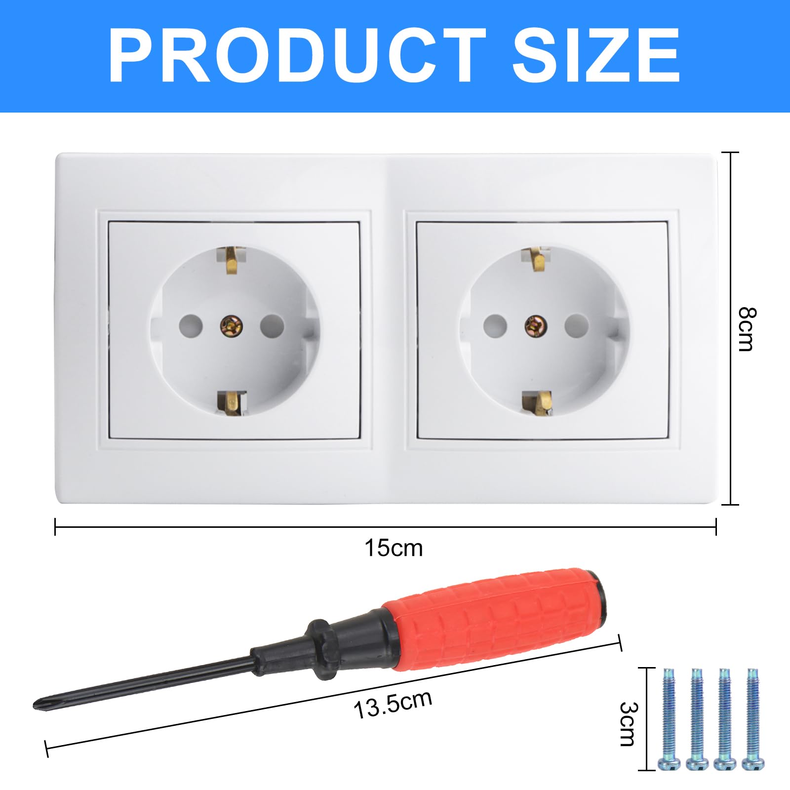 Double Prise Murale Electrique 1 pièce Prise Encastrable Prise Double Montage Facile Encastré Développer l'accès électrique Alimenter Plusieurs appareils en électricité