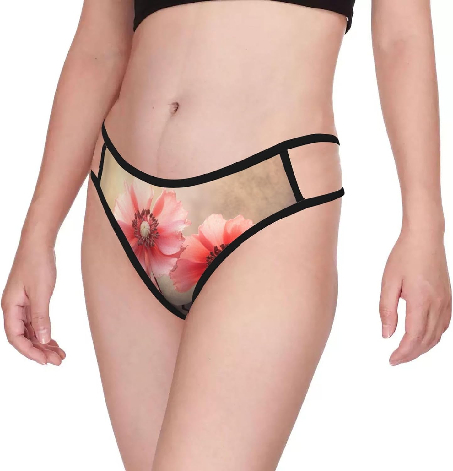 3 Colorful Flowers3 Print Sexy Underwear G String Thongs For Women Low Rise No Show Workout Panties For Sports And Yoga