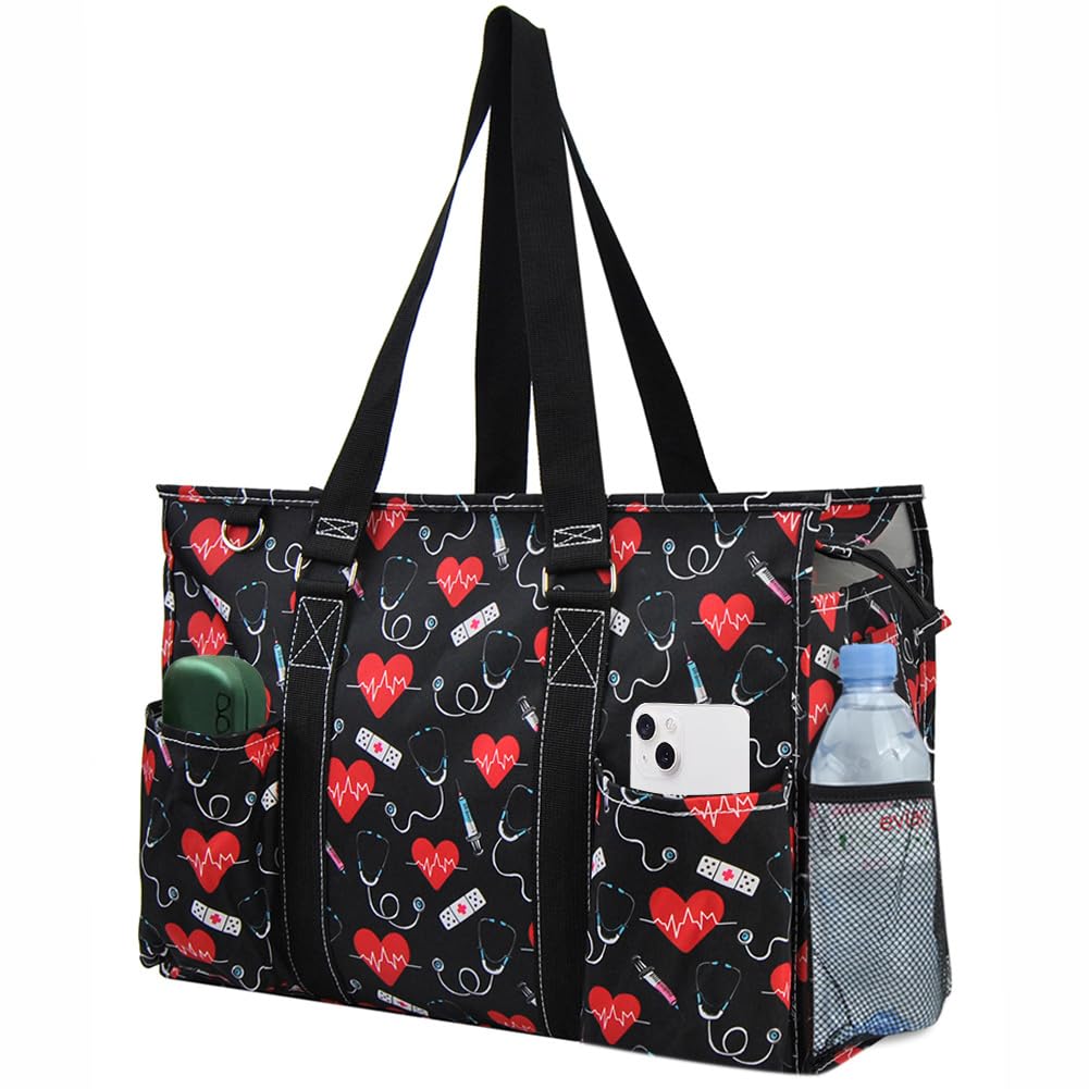 NGIL Zip-Top Tote Bag with Exterior Pockets for Working Women, Teachers, Nurses, and Moms, Design in USA