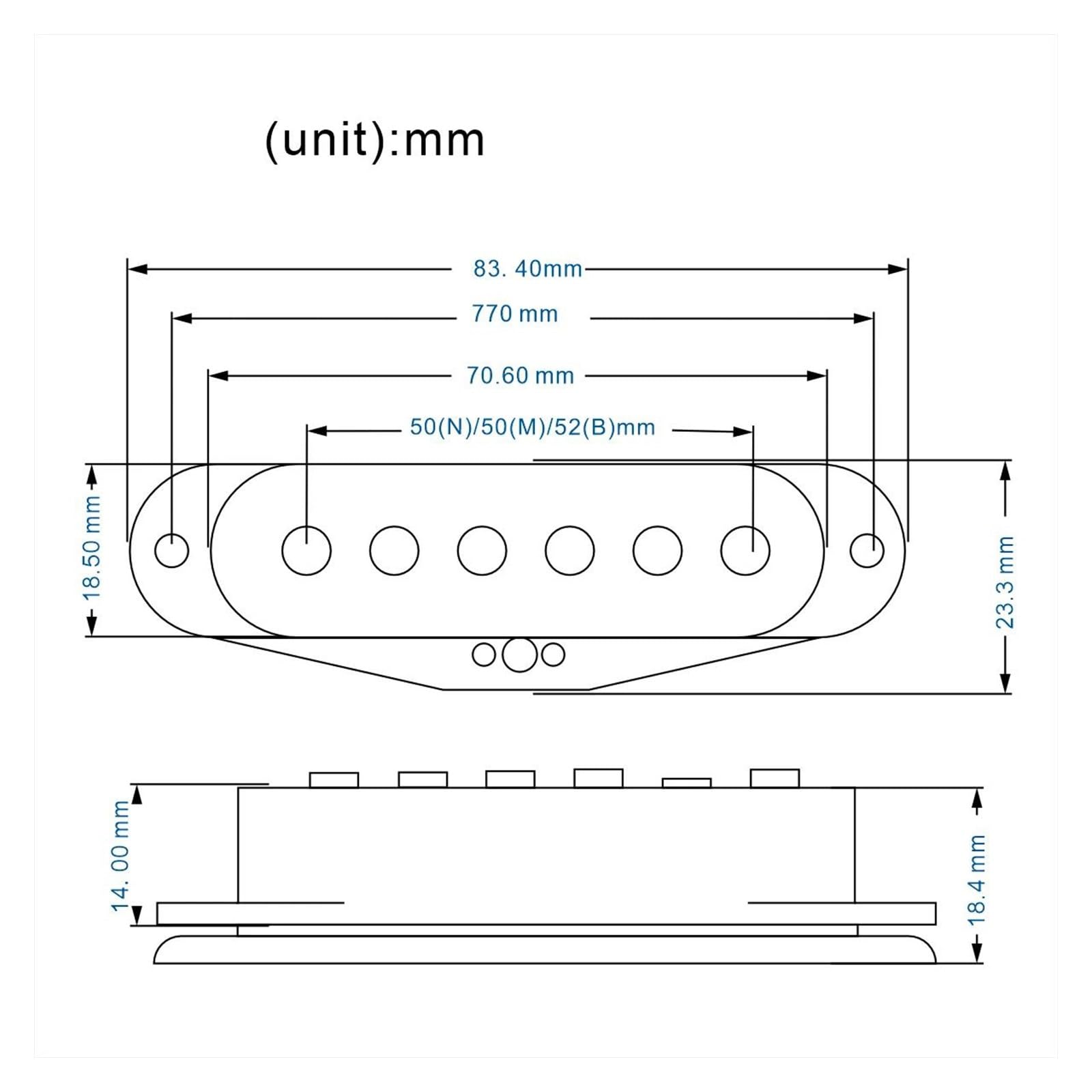 3 Platten Retro Alnico 5 Single Coil Tonabnehmer Bk 50/52 Mm Für E Gitarren