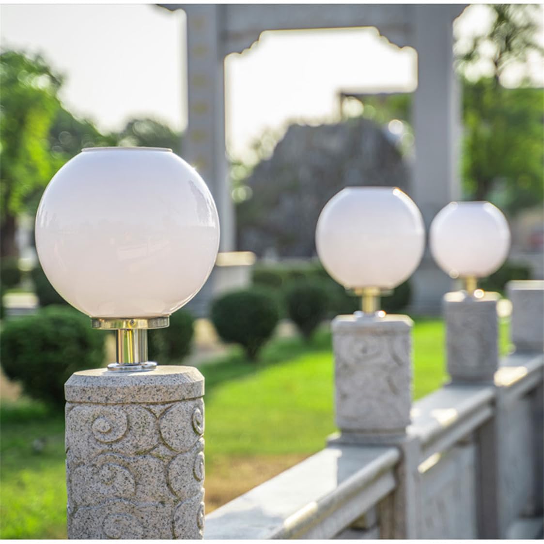 Illuminazione Solare Moderna Per Esterni Con Sfera Di Vetro Impermeabile Lampada A Colonna Solare Industriale Europea Con Base Di Montaggio Su Pilastro Apparecchi Di Illuminazione Per Patio