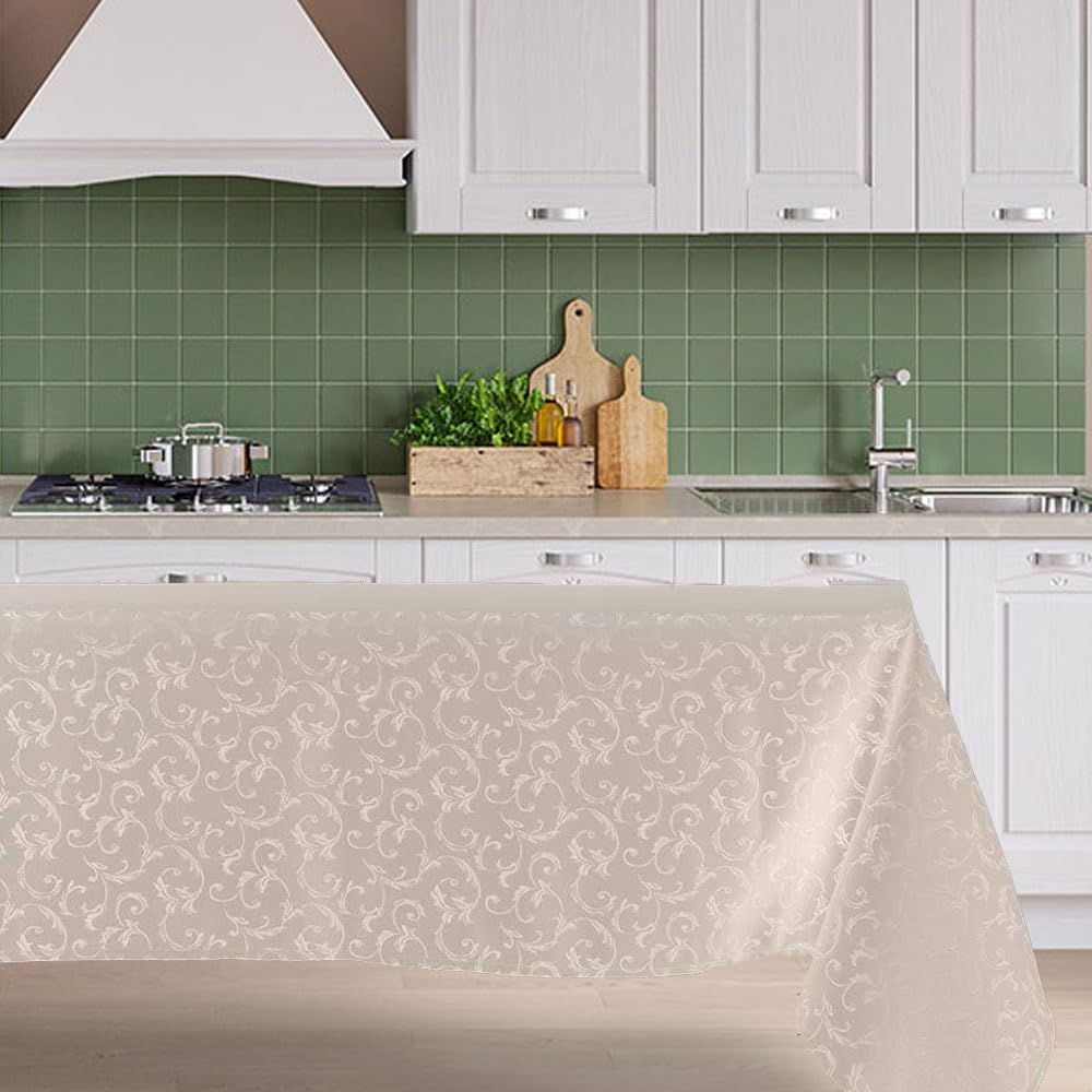 Nappe Jacquard hydrofuge et anti-taches Susanna Home crème 140 x 180 cm