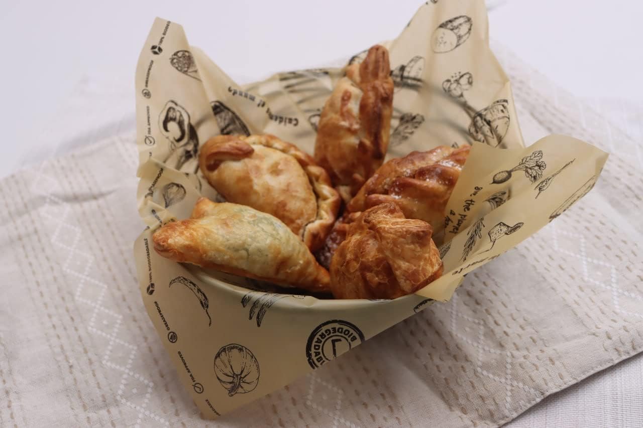 Technopaper Premium Deli Paper 12"x12" - 500 Pack - Water & Grease Resistant - Biodegradable, 100% Recyclable and No Wax Coating, Tray Liner (Kraft, FoodPrint)