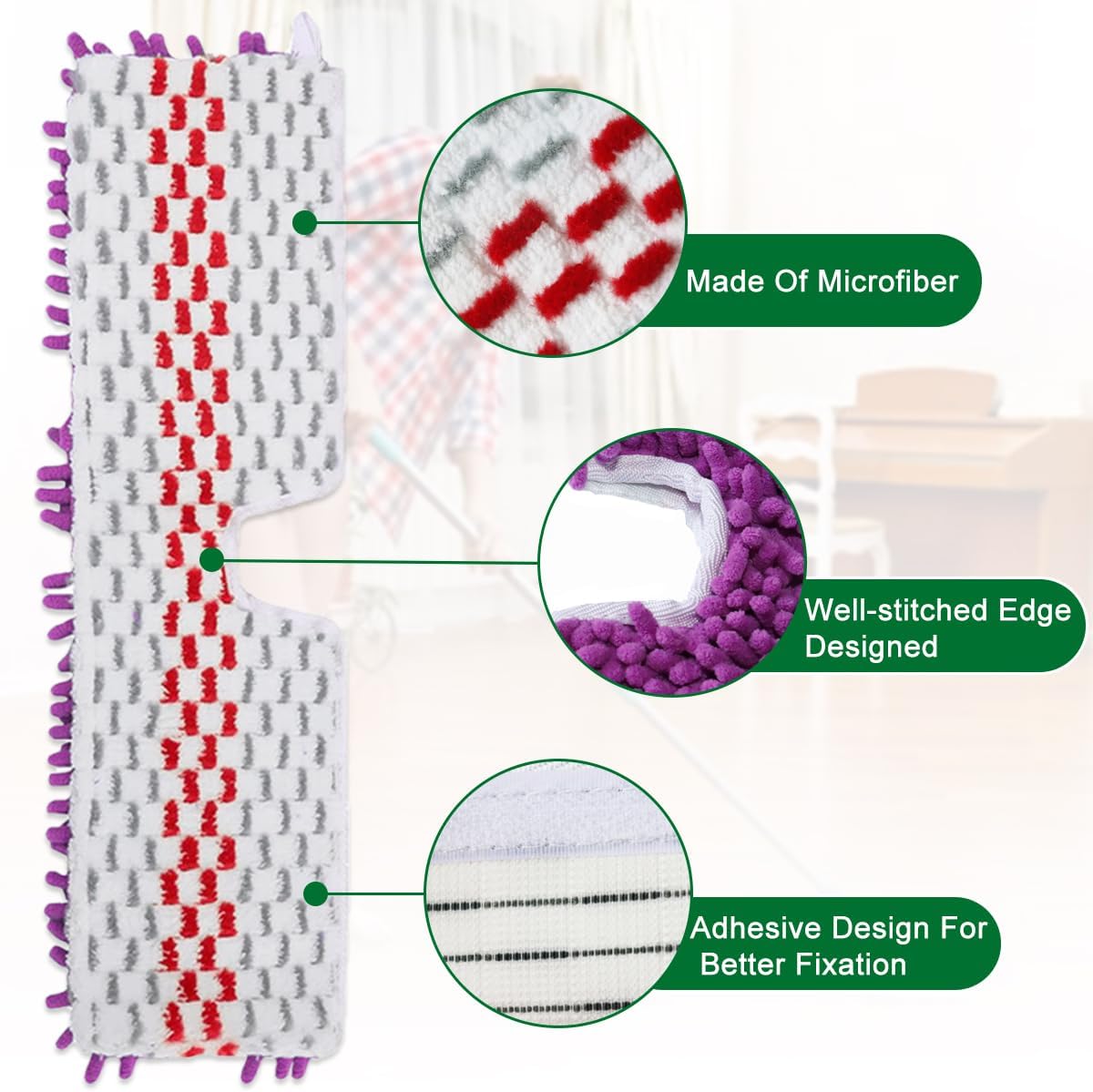 Diteje 4 Pack Replacement Mop Pads Washable Refill Heads Compatible with O-ceda Dua-Action Microfiber,Reusable Double Sided All Surface Cleaning for Dry Wet Use