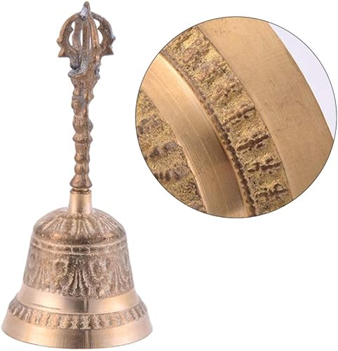 Miniatura 6 de EXCEART Campana de mano de metal de Navidad, decoración retro, campana de mano antigua, campanas de latón, campanas de llamada de Navidad, campana