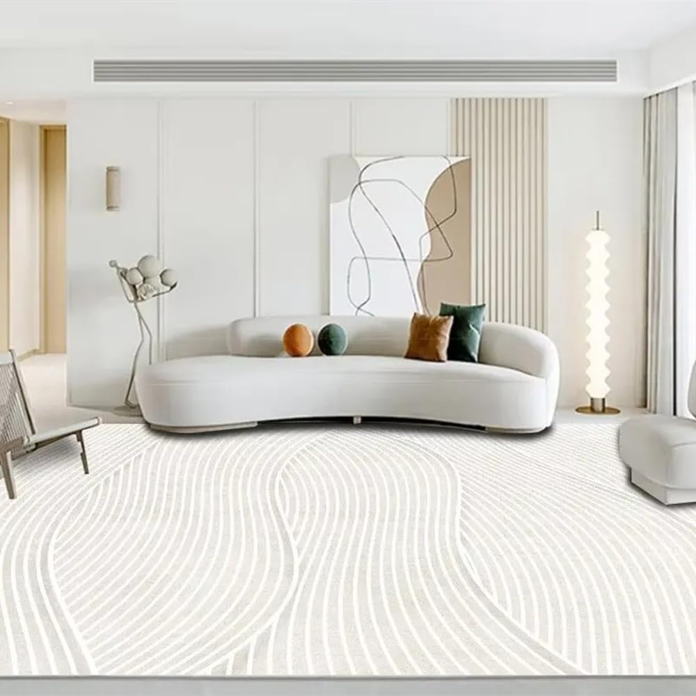 Tapis lavable et léger pour grand salon moderne, revêtement doux et minimaliste de 120 x 160 cm