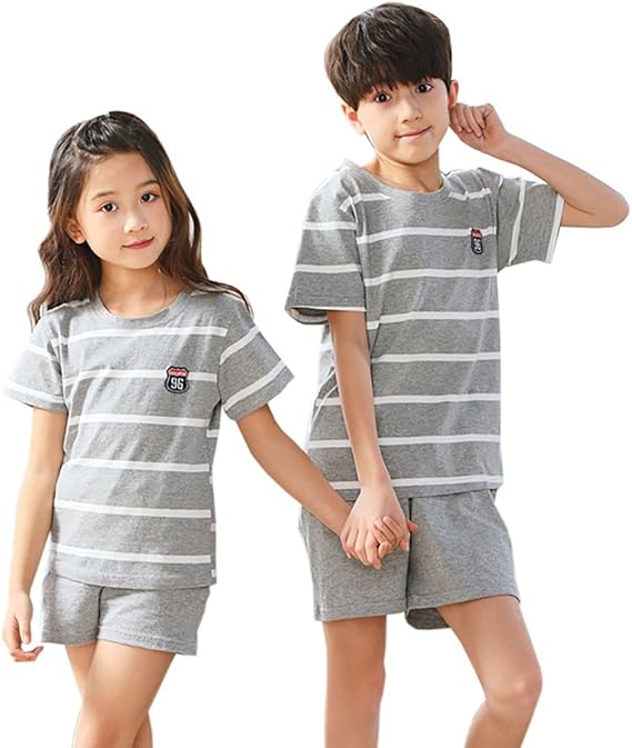 Amazon Wxik キッズパジャマ 女の子 男の子 100 170cm 春夏 上下セット 半袖半ズボン 可愛い 薄手 快適 柔らかい ネグリジェ ルームウェア ナイトウェア 部屋着 寝間着 3歳以上 ガールズ パジャマ キッズ 子供用 綿 パジャマ 通販