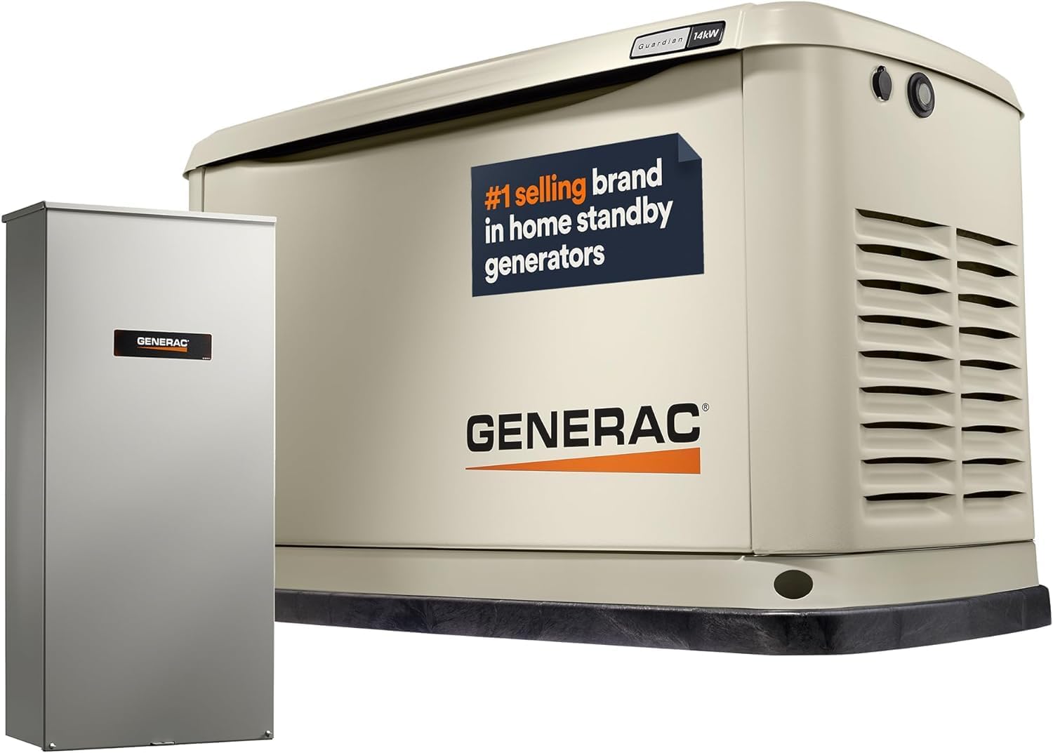Generac Guardian 14kW Home Standby Generator with 100 Amp Transfer Switch - Automatic Whole House Backup Power for Storms