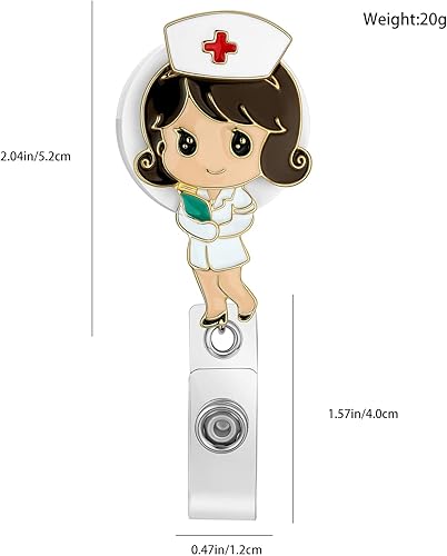 Miniatura 8 de Hanreshe Lindo carrete de insignia de enfermera retráctil con clip de corazón para enfermera, estudiante, médico, tarjetas de identificación con