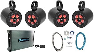 Rockville (4) RKL65MBW 6.5" Marine Boat Wakeboard Tower Speakers w/LED+Amplifier
