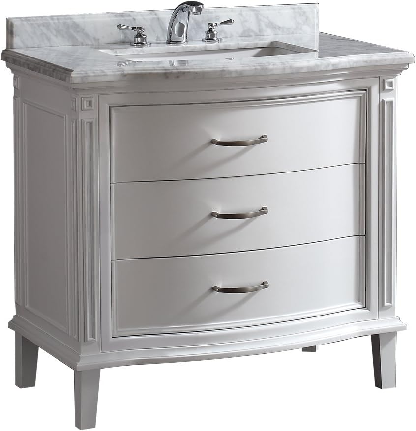 Ove Decors Sophie Vanity Sink with Marble Countertop and Ceramic Basin, White, 40-Inch