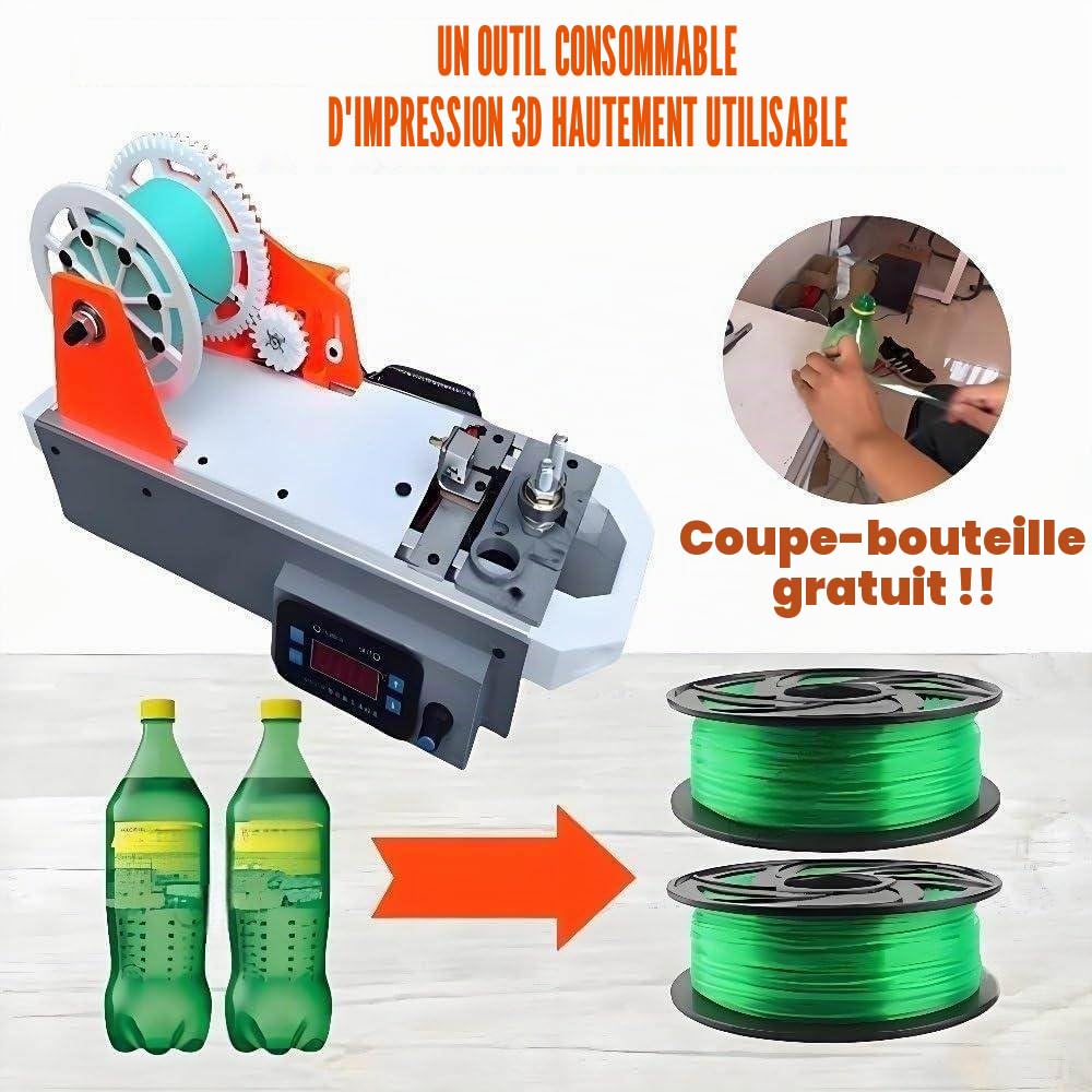 Machine de Fabrication filaments Bureau, pultrusion 3D à partir Bouteilles en Plastique, Machine pour imprimante avec contrôle numérique la température, transformant des Pet recyclées. B