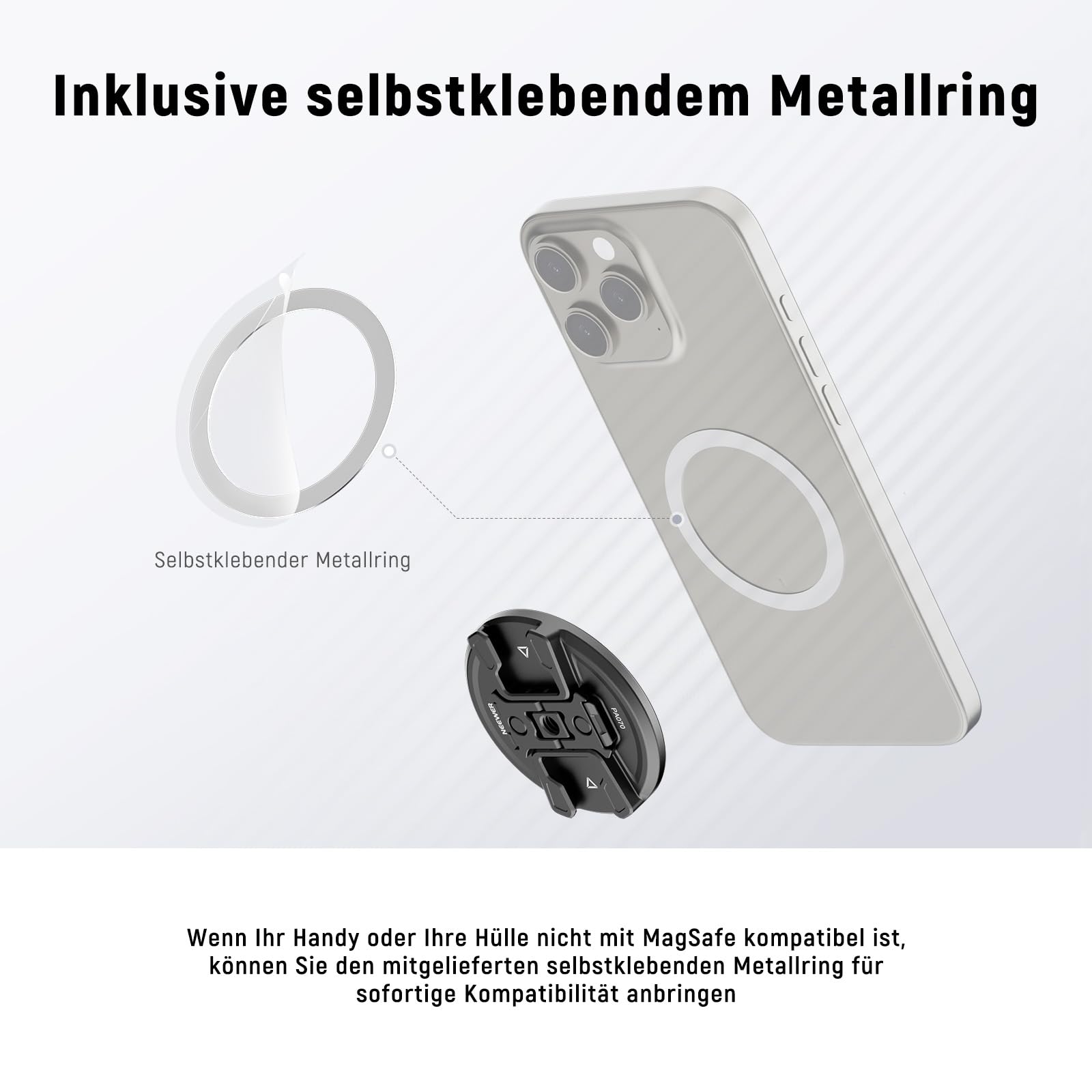 NEEWER Magnetische Handy Stativ Halterung mit Action Kamera Adapter, Cold Shoe mit Anti Off Pin 1/4Gewinde, kompatibel mit MagSafe iPhone 16 15 14 13 12 Serie DJI Schnellwechsel Adapter Mount, PA070