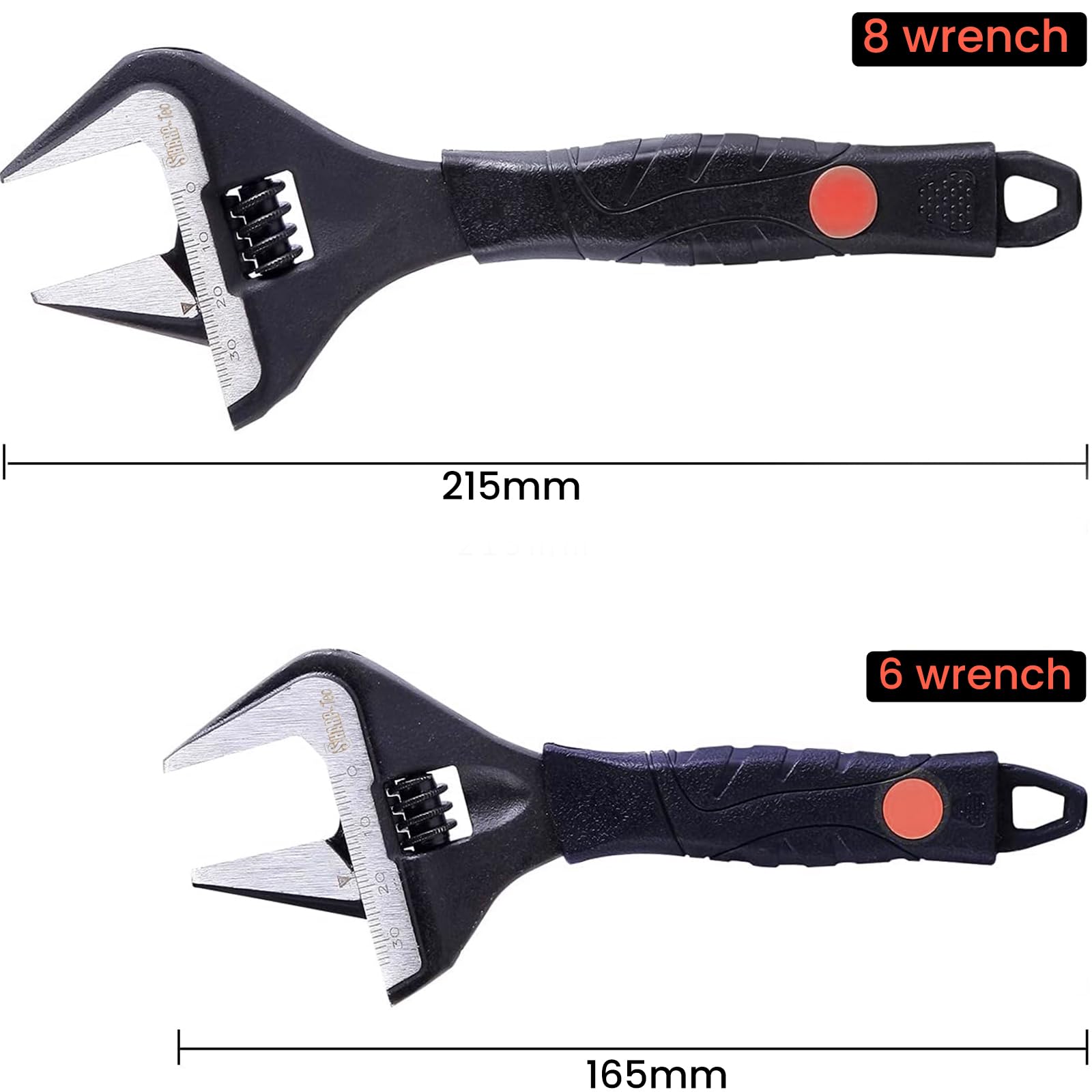 Sharp-tec Juego de llaves ajustables, llave ajustable de apertura de mandíbula ancha, 4 llaves de cambio con agarre suave, juego de herramientas de fontanería de alta resistencia para fontaneros,