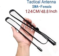 Vista 3 de Abbree SMA - Antena de banda dual hembra VHF/UHF 144/430 MHz antena de látigo suave de alta ganancia para radio bidireccional Baofeng UV-5R UV-82.