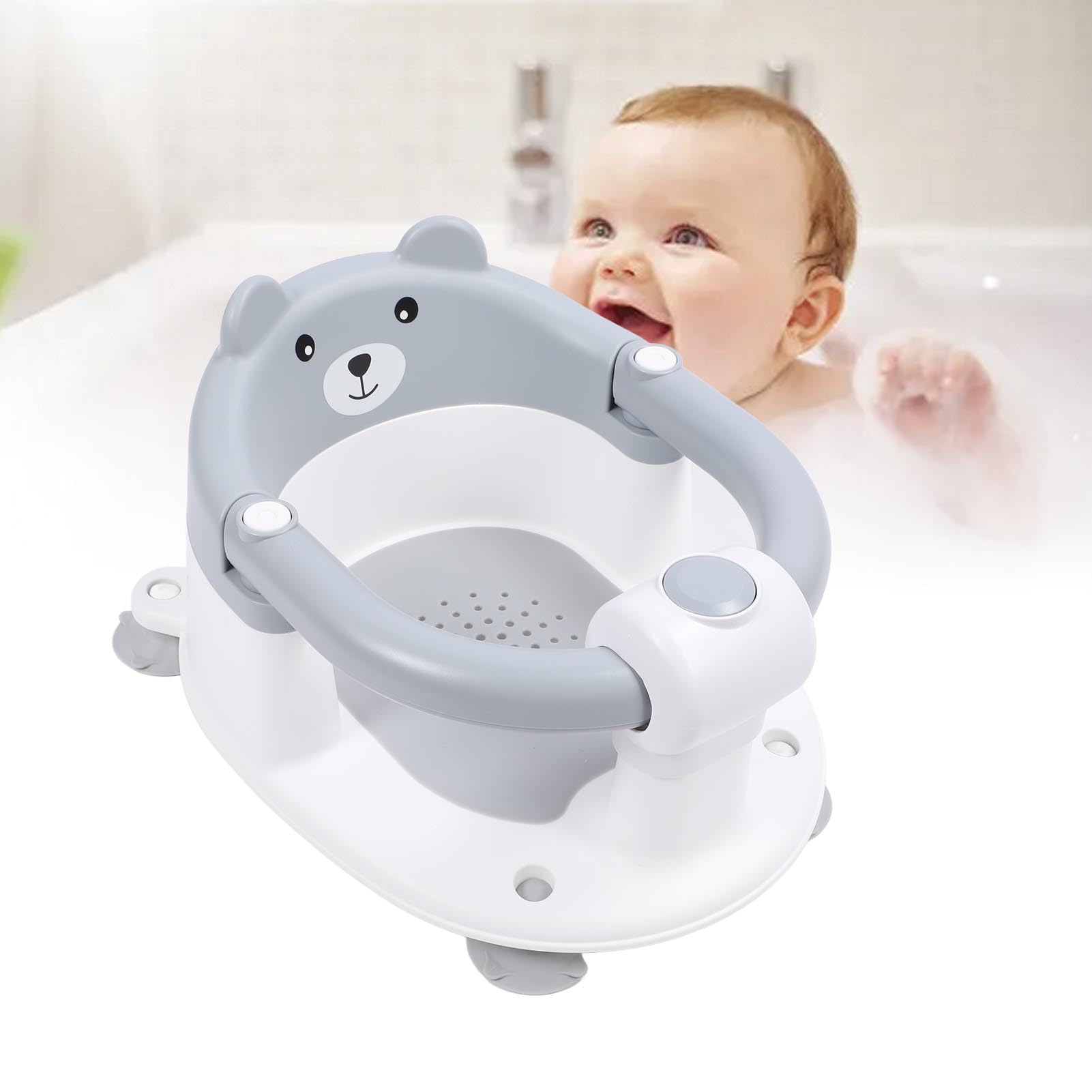 Seggiolino da bagno per bambini Sedia ergonomica antiscivolo per doccia, sgabello per neonato per bagno (grigio)