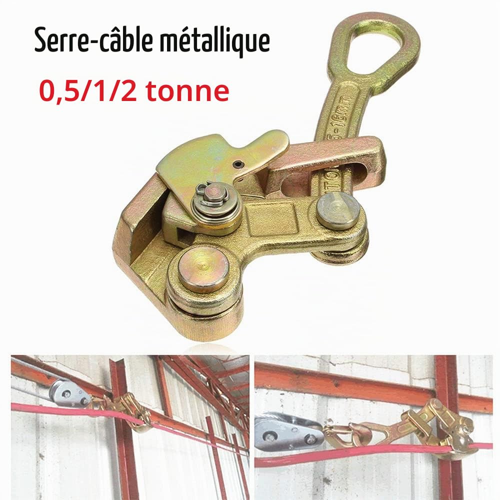 Pince de tendeur de câble métallique, tendeur de câble lourd, pince de câble multifonction pour l'industrie de la communication domestique, 2 tonnes