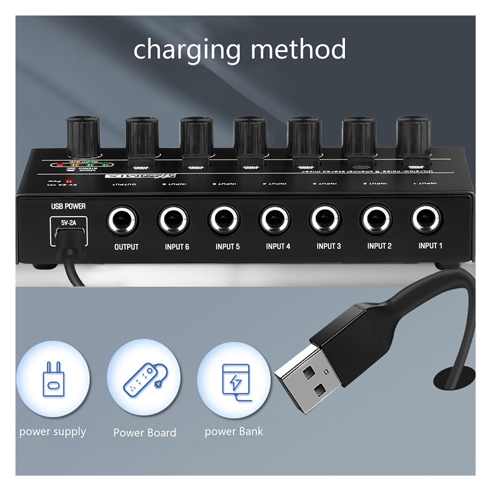 Mixer DJ, 4 6 8 Canali Mini Mixer Audio Stereo Di Linea Portatile A Bassissimo Rumore For La Registrazione Apparecchiature(MX6-Black)