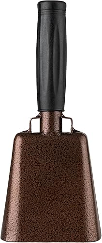 Musfunny Campana de vaca de acero con mango, campanas de mano de animación que hacen ruido fuerte para eventos deportivos, juegos de fútbol, campana