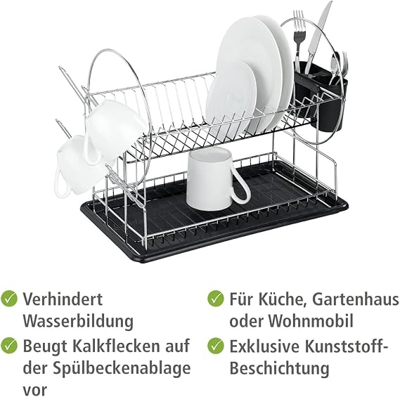 Wenko Escurreplatos Premium Duo, Silver