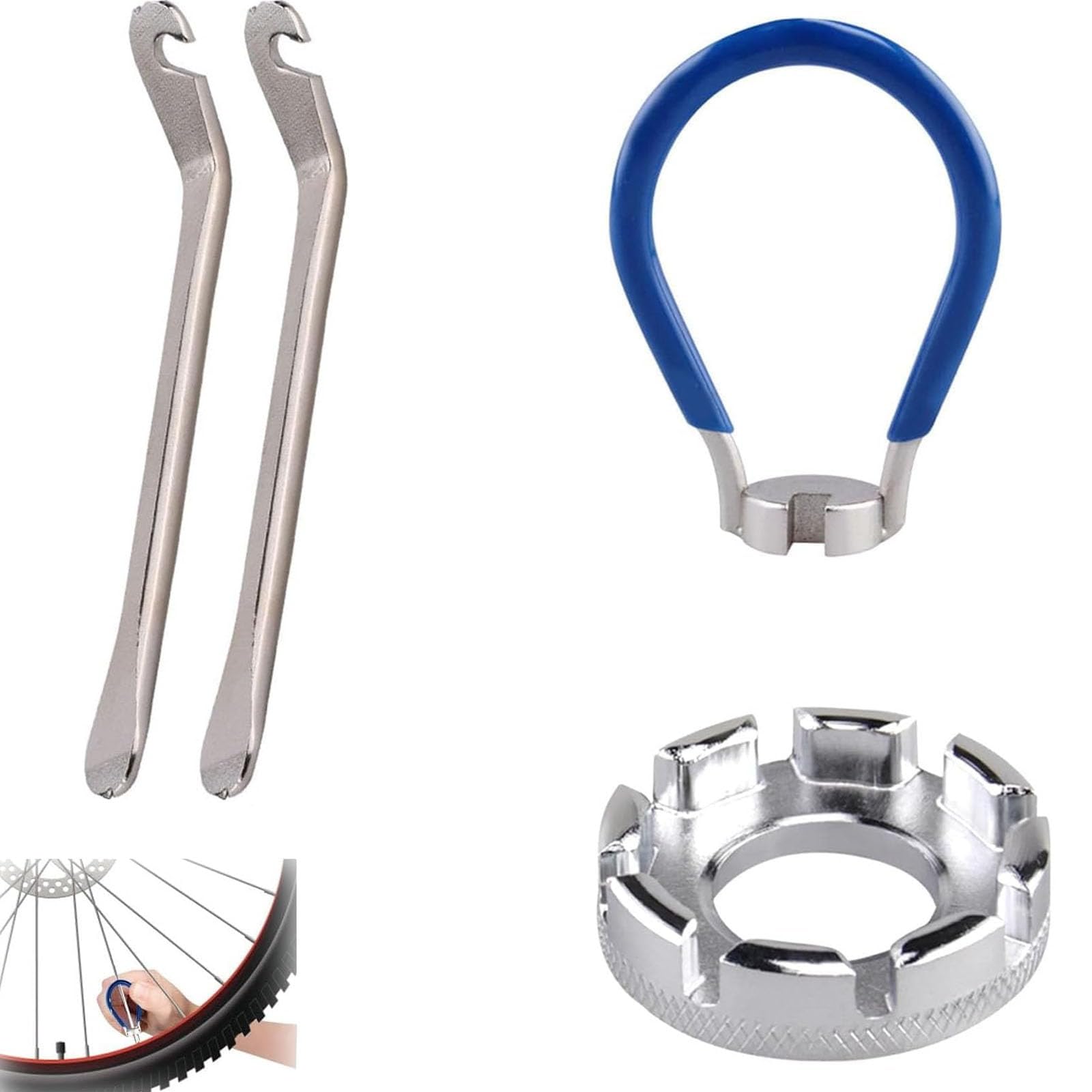 Bike Wheel Spoke Repair Kit with 6-in-1 Spoke Key Tool, Rim Correction Tool, for Bike Wheel Maintenance & Adjustment, Wheel Tension & Alignment