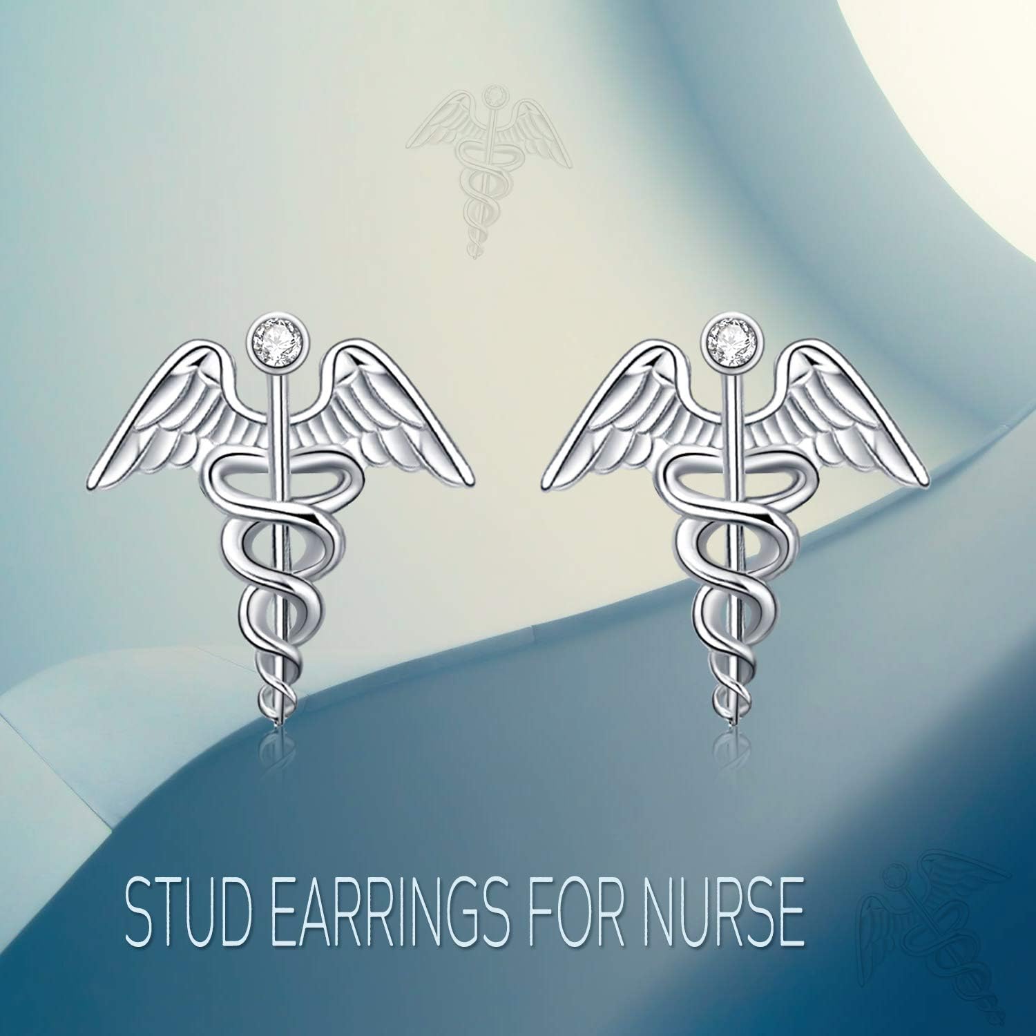 AOBOCO Gifts for Nurse Doctor 925 Sterling Silver Medical Symbol Studs Earrings Graduation Jewelry Gifts for New Nurse Doctor RN Student