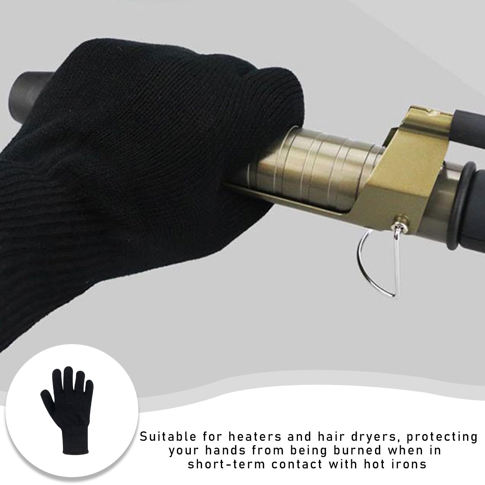 Banjiabb Guantes Profesionales Resistentes al Calor Protección Térmica Peluquería Negro 1 Unidad Ambidextro