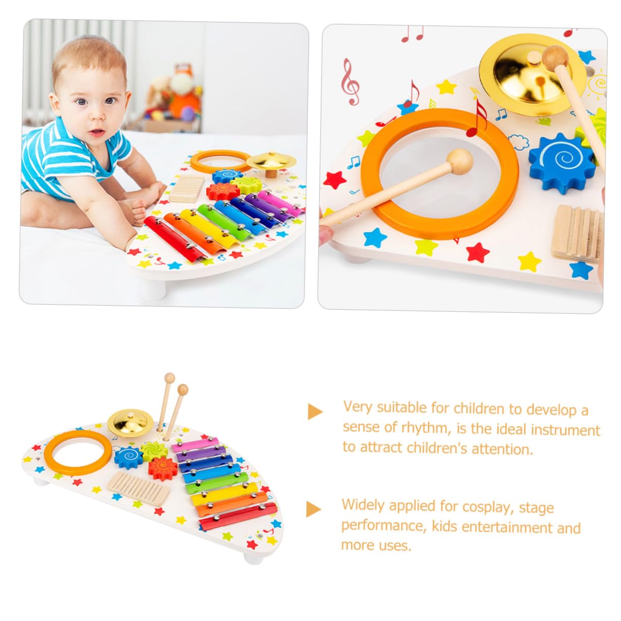 Mikikit Strumenti Musicali Xilofono in Legno Educativo e Divertente Giocattolo Percussione per Ragazzo Ragazza Regalo Musicale per Feste e Apprendimento Sensoriale