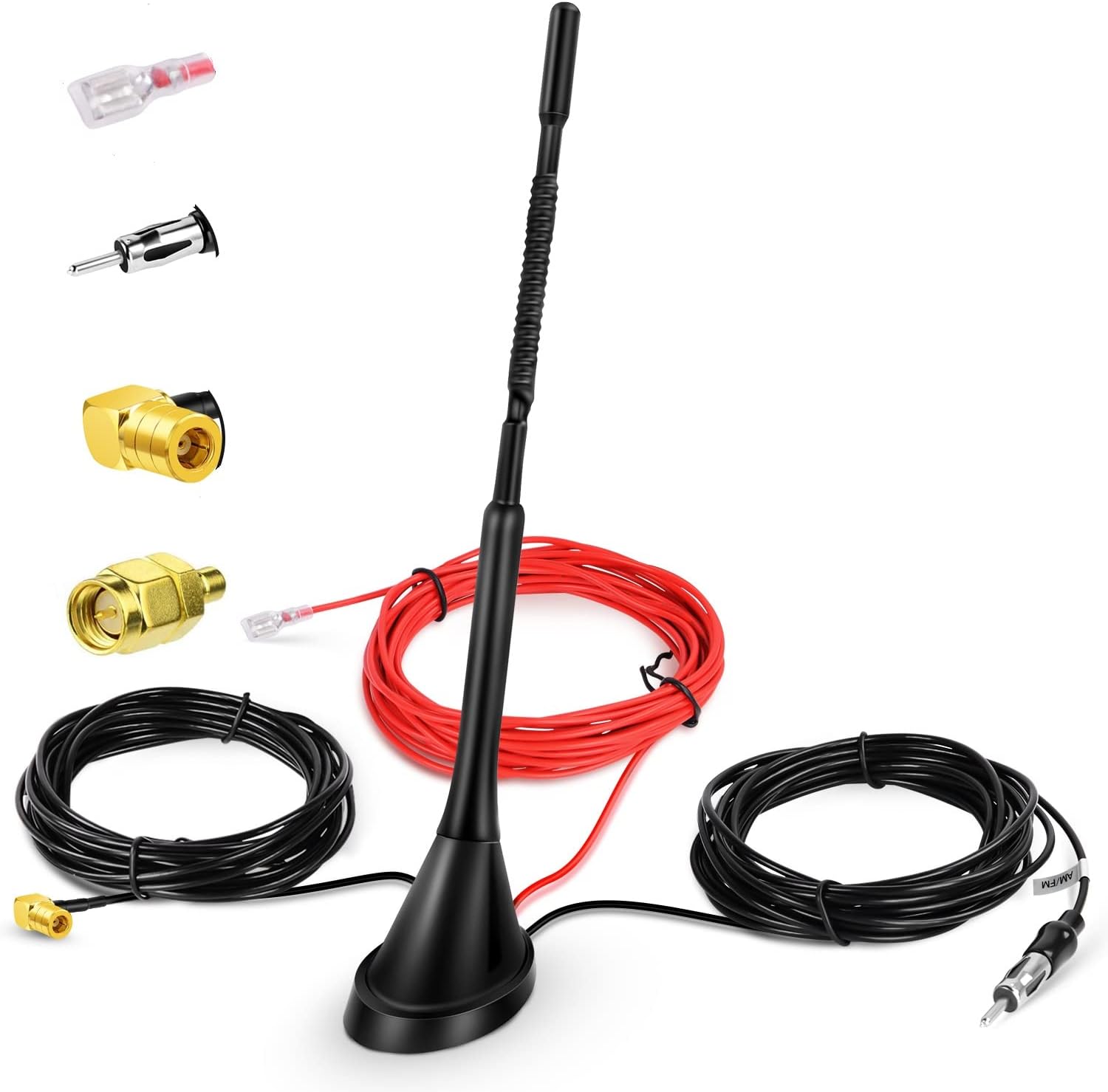 DAB+ Car Aerial with SMB/SMA Adapter, Universal Roof Digital Radio Signal Receiver Booster Amplifier with 16.4ft Extension Cable for FM AM/DAB+ Radio Pioneer, Clarion, JVC, Sony
