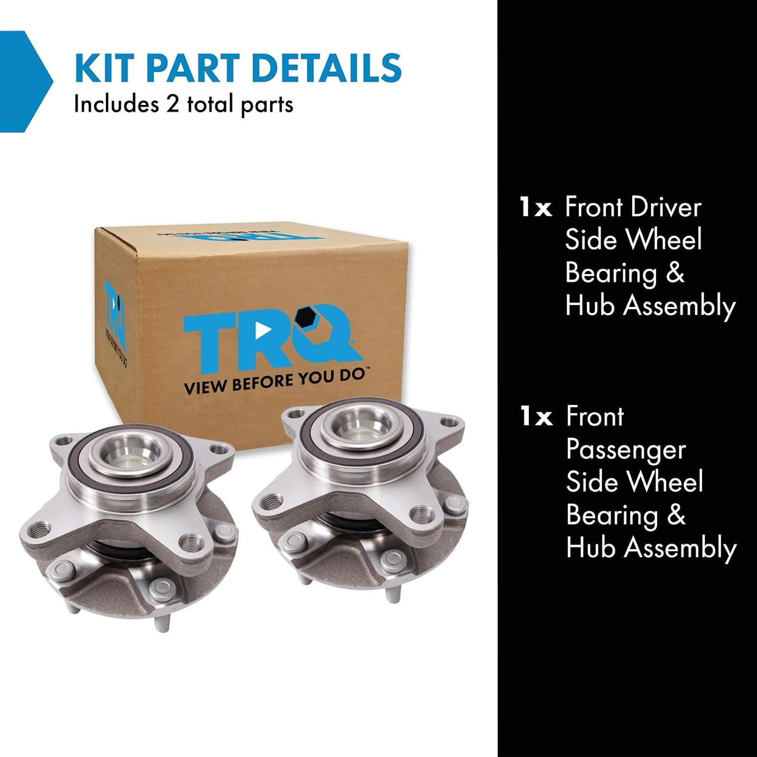 TRQ 2 Piece Front Wheel Bearing & Hub Assembly Set Compatible with 2019-2022 Ford Ranger - Image 2