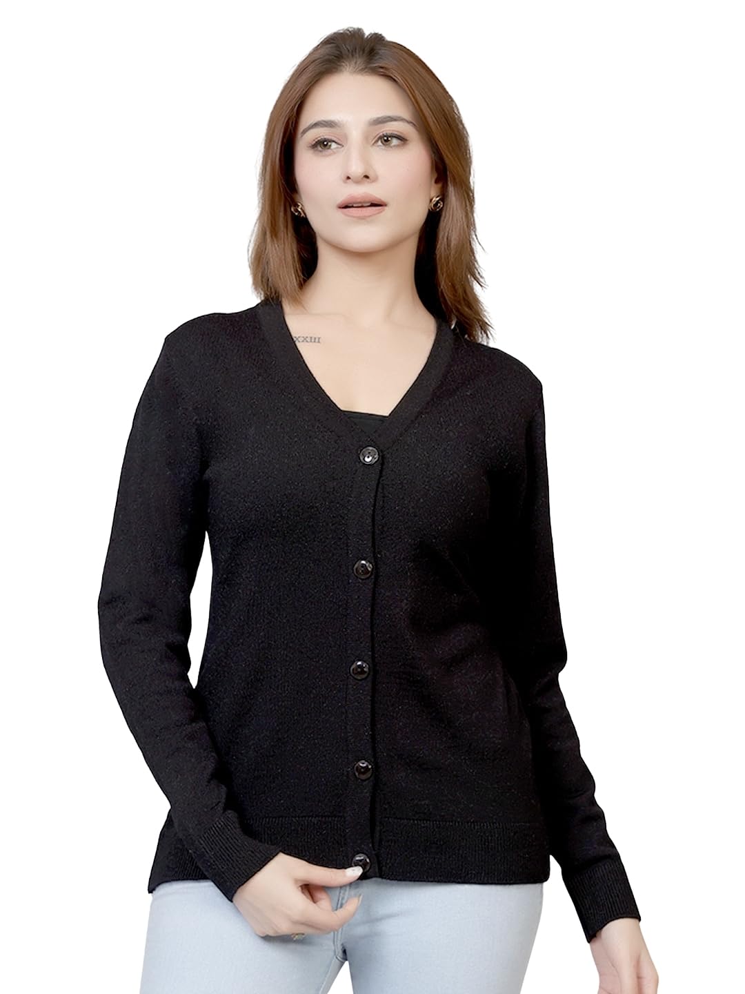 feverfew Women V-Neck Full Sleeve Sweater | Button Cardigan | Soft, Comfortable & Stylish Winterwear for Ladies & Girls-picture-17