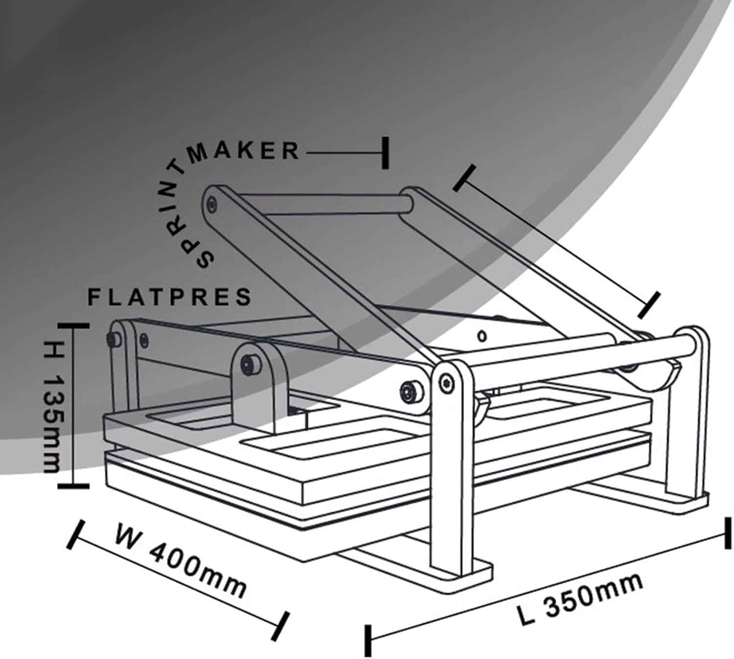 Prensa plana manual para grabado en linóleo y aguafuerte en formato A4, altura ajustable, compatible con tarjetas y sellos, placa de 35 x 24 cm. Prensa versátil para grabado en linóleo y madera.