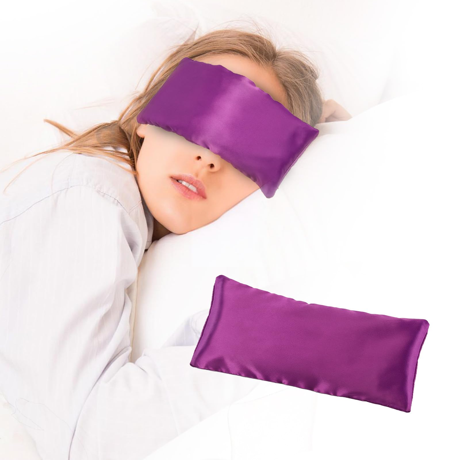 okmaba Lavender Weighted Eye Pillow, Yoga Eye Pillow, Moist Heat Eye Compress for Dry Eyes, Eye Pillows for Relaxation, Weighted Eye Mask Heated for Relaxation, Sleeping, Meditation (Purple-1Pcs)