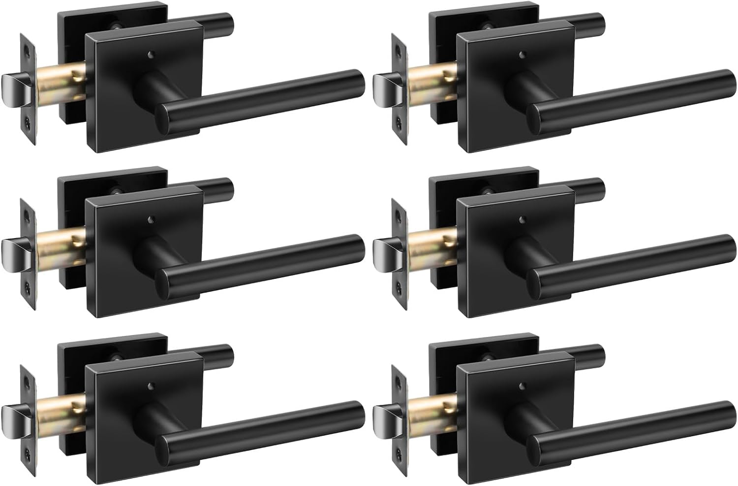 Goldenwarm Black Door Handles Interior, Zinc Alloy Matte Black Interior Door Handles Privacy, Brass Door Levers for Bedroom Bathroom - 6 Pack