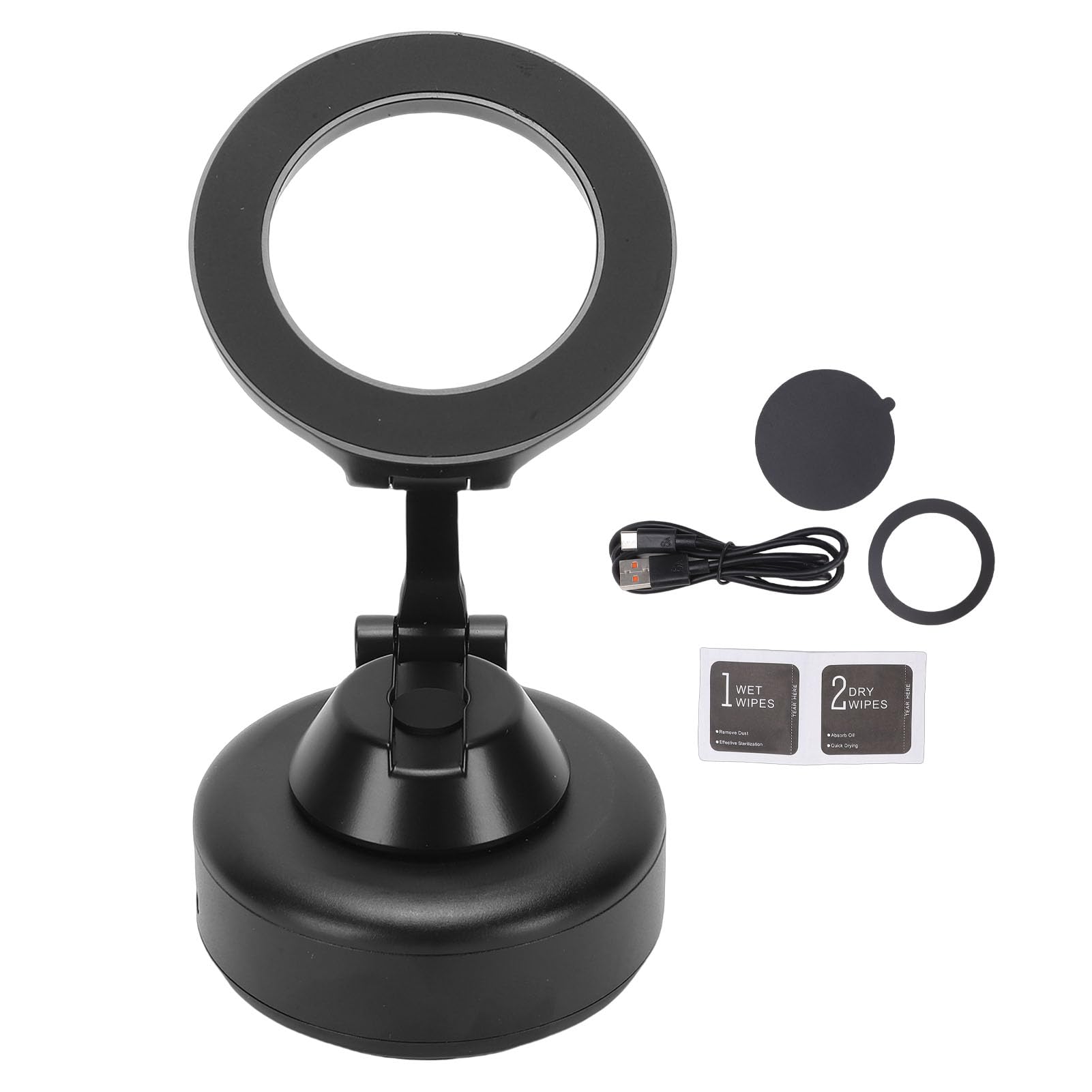 Soporte magnético de teléfono de Coche con succión al vacío, Soporte magnético Fuerte de aleación de Aluminio para teléfono móvil, salpicadero de Cristal para Parabrisas de Coche (Negra)