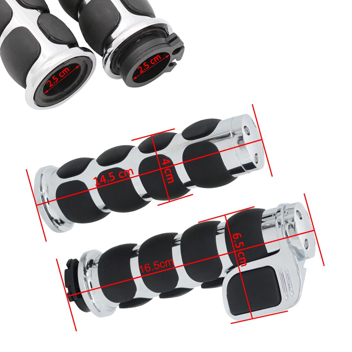 POFET Manopole comode in alluminio billet cromato da 1 "Manopole acceleratore Assistente di crociera da polso per moto Cruiser Chopper Manubrio da turismo - Nero