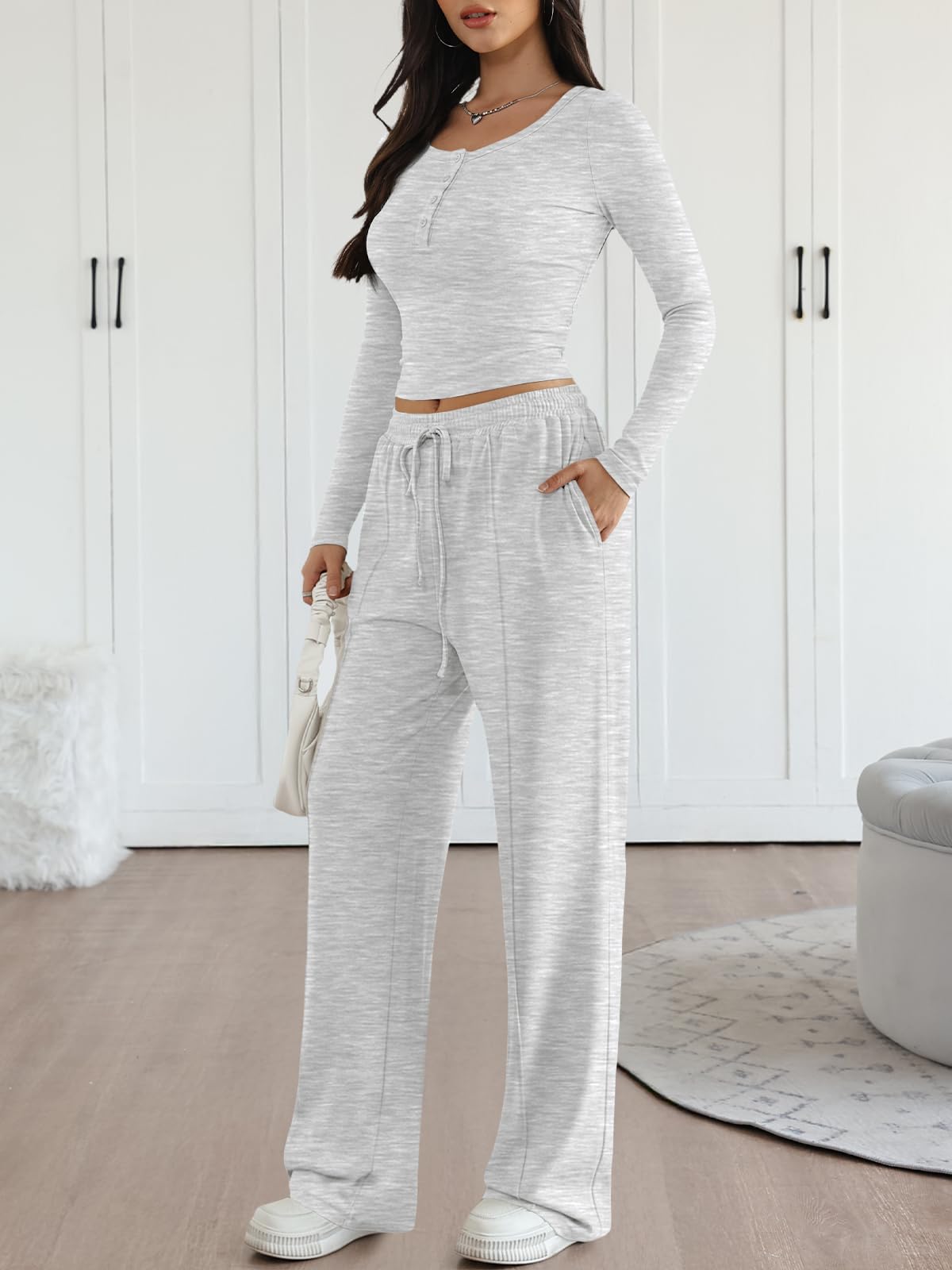 Trendy Queen 2 Piece Matching Lounge Sets for Women Fall Fashion Outfits 2026 Two Piece Travel Sweatsuits Clothes