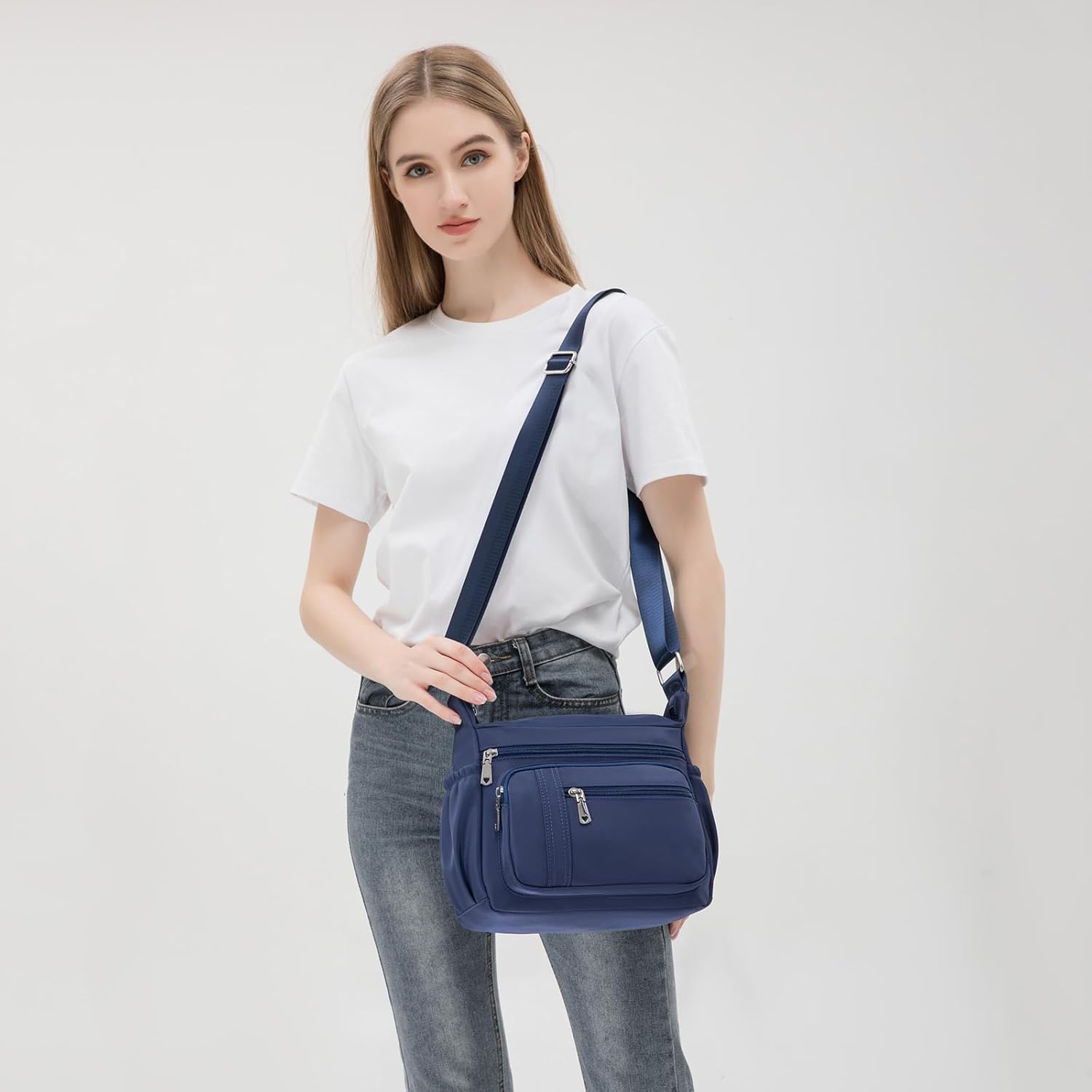 F.FETIVIN Women Floral Shoulder Handbag Roomy Multiple Pockets Bag Ladies Crossbody Lightweight Nylon Travel Purses - Image 9