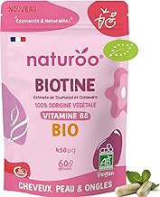 Biotin Vitamin B8 BIO - Plant & Organic - 60 Vegan Capsules (2 months) - Hair, Skin, Nails, Nervous System - High Assimilation - Made in France