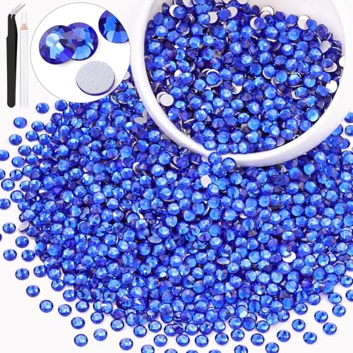 Image of 3000PCS SS20 /5mm Crystal Glass Rhinestones for Bedazzling (Blue /Sapphire) | Flatback Rhinestones for Crafting DIY Nail Art Makeup Decoration, Gems Diomand Charms for Tumbler Shoes Clothing Mug